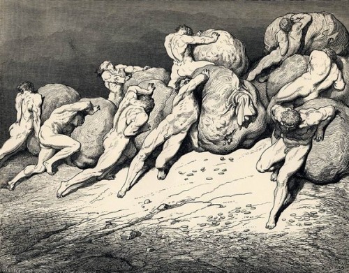 Gustave Doré: Canto VII—Hoarders and Wasters, from Dante's Inferno